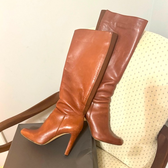 Vince Camuto Brown Thick High Heel Winter Boots - Picture 2 of 3
